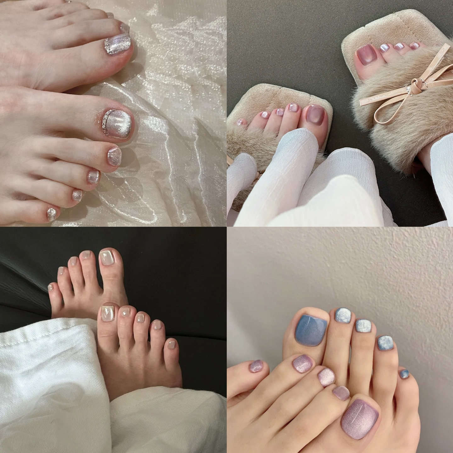 冰沙晶石猫眼脚趾穿戴甲成品气质优雅温柔简约美甲片手工假指甲贴
