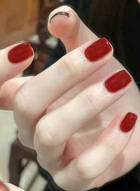 冰透果冻红色穿戴美甲贴显白甲片