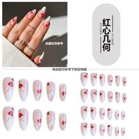 Almond-pointed white French impatiens dress nail, elegant cross-border American hot girl fake nail patch finished nail sheet thumbnail 4