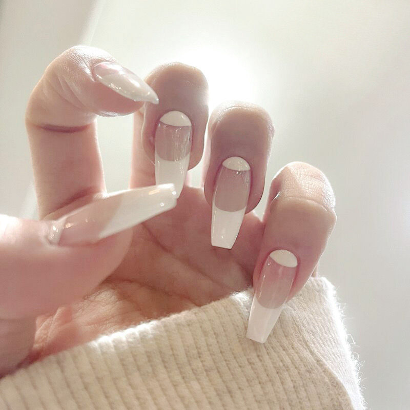 纯白色法式假指甲片nail成品欧美