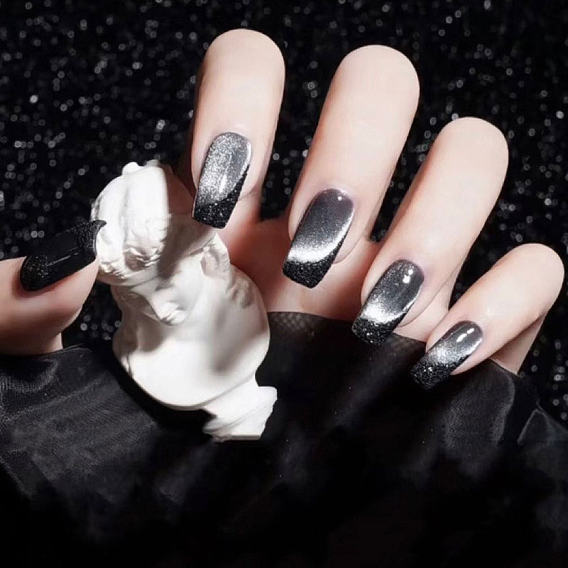 黑色晶石猫眼穿戴甲贴FakeNails