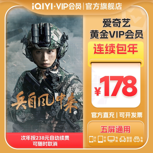 【连包年卡】爱奇艺黄金vip会员连包年卡12个月 兵自风中来