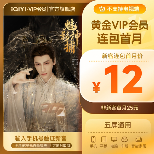 【连包月卡】爱奇艺黄金vip会员月卡1个月会员官方直充 魅影神捕