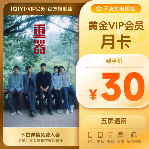 【黄金月卡】爱奇艺黄金vip视频会员1个月影视会员《重器》黄景瑜
