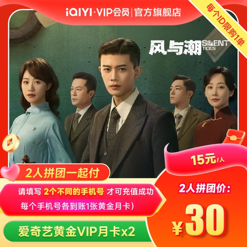 【拼团一起付】爱奇艺黄金vip会员月卡爱奇艺vip 风与潮任嘉伦