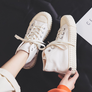 鞋 百搭韩版 子女 饼干鞋 女百搭休闲板鞋 2026春秋女鞋 白我高帮帆布鞋