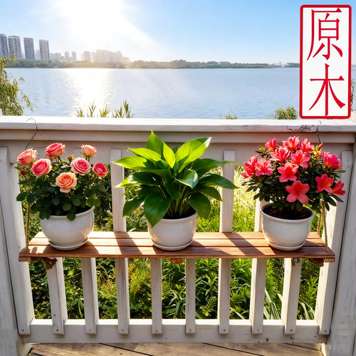 阳台栏杆墙面实木碳化花架客厅隔板置物板庭院花园装饰创意木板