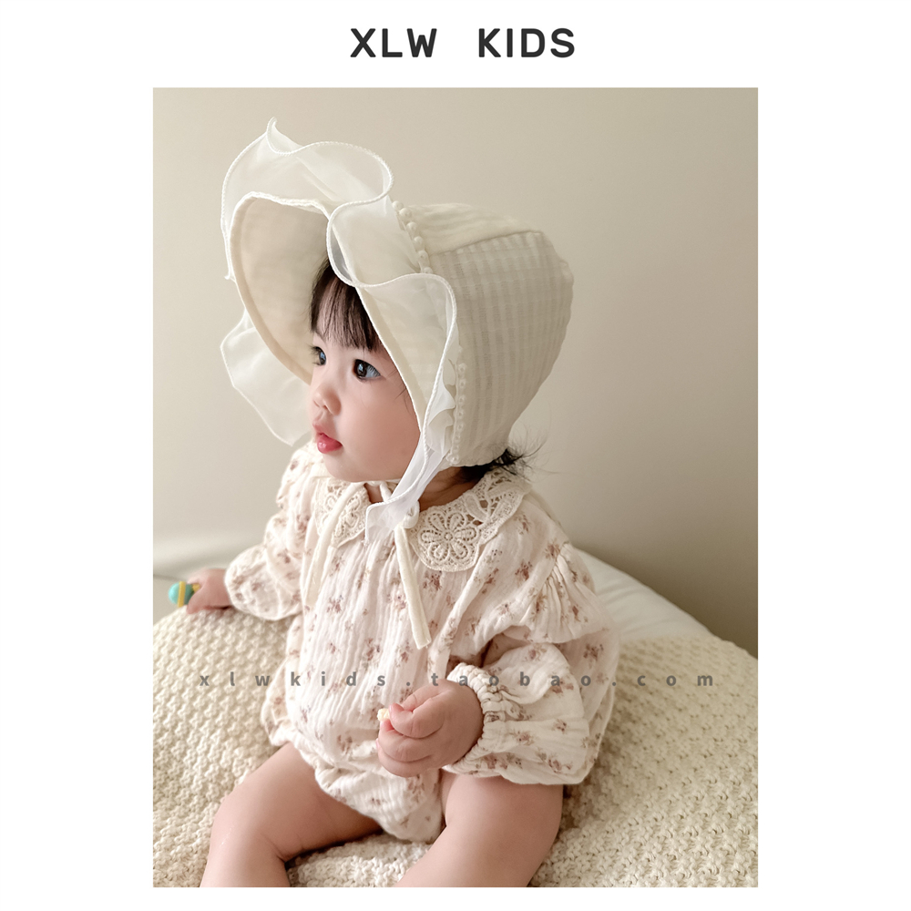 胎帽大檐蕾丝女宝宝新生儿公主