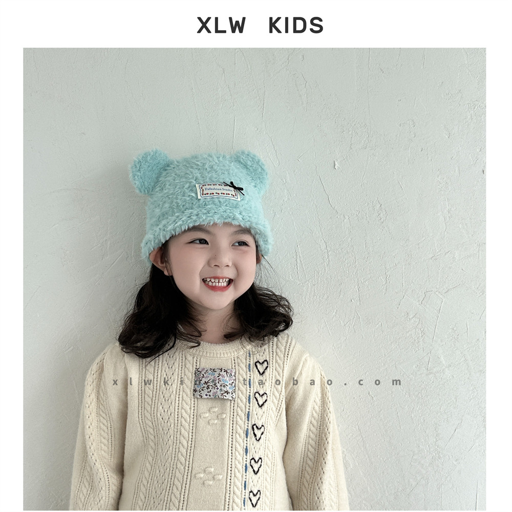 ins风可爱小熊儿童毛绒帽子秋冬加厚保暖毛线帽护耳男女童针织帽,童装/婴儿装/亲子装,帽子,淘宝优惠券,粉丝福利购,淘宝优惠卷
