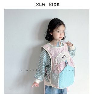 ins风儿童大容量书包户外撞色多功能双肩包男孩女童百搭登山背包