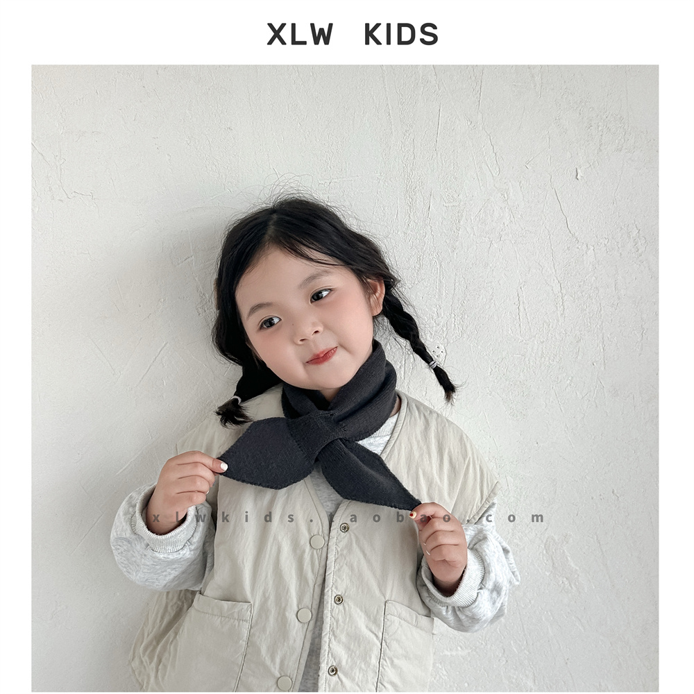 韩国新款儿童纯色围巾秋冬百搭保暖男女宝宝防寒针织围脖小方巾