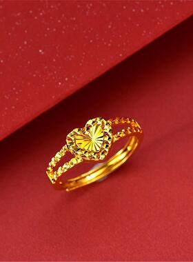 黄金色戒指女款可调节气质百搭款