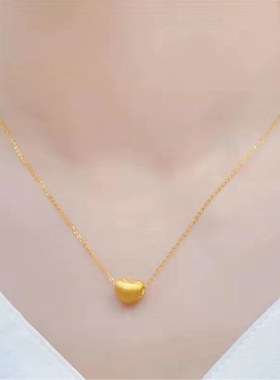 香港真金色项链女沙金锁骨链吊坠