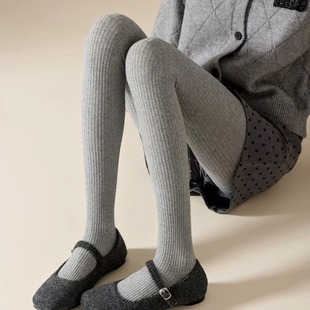 春秋季 袜女士带脚型舒适透气打底袜 显瘦贴肤纯棉双针抽条竖条连裤