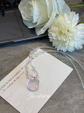 原创施华洛粉水水晶项链时尚可爱送礼物首选