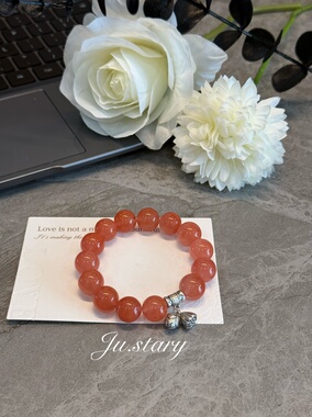 原创天然南红玛瑙手链女款单圈简约百搭饰品礼物送女友闺蜜