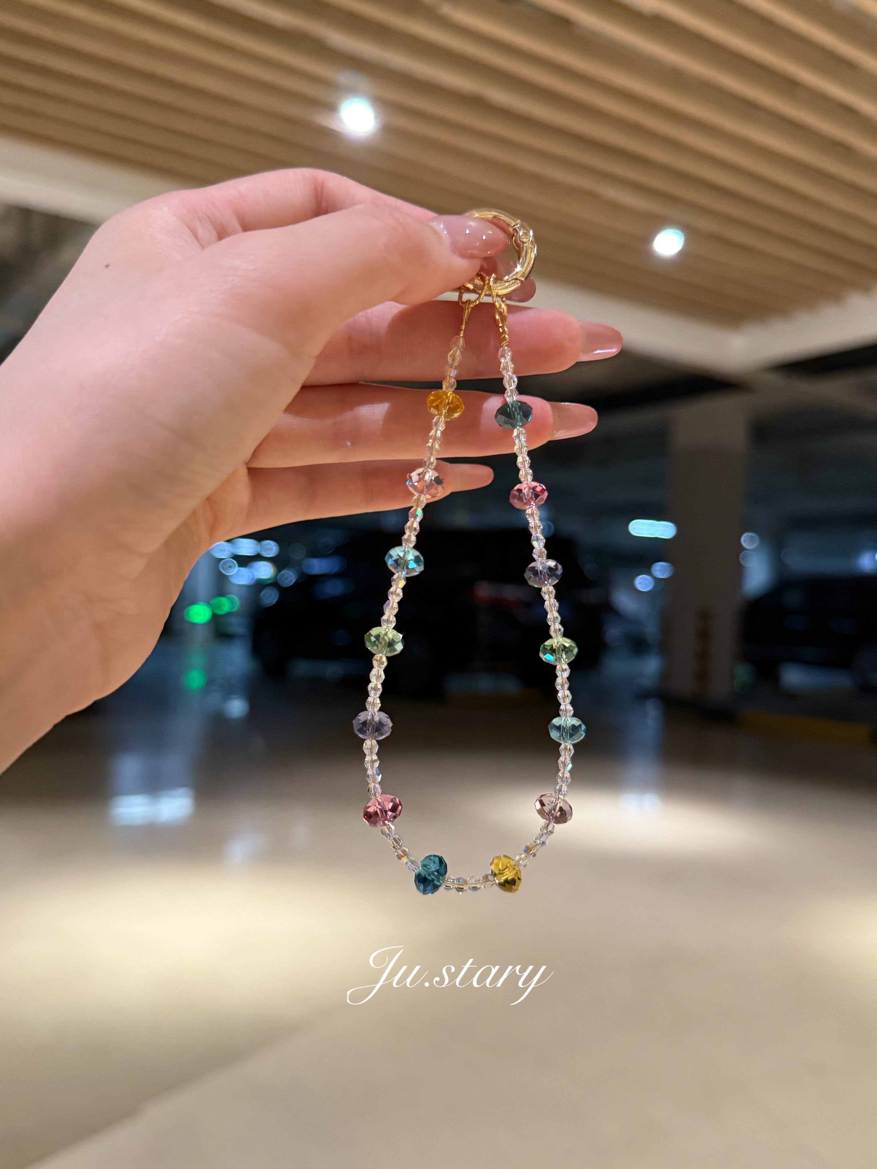 施华洛爆闪彩虹手机链高级小众