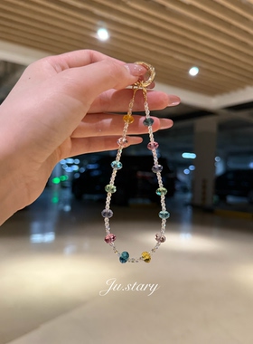 施华洛爆闪彩虹手机链高级小众