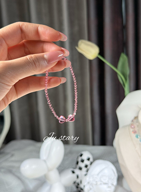 施华洛粉色蝴蝶结手链女时尚高级感手串链新款首饰