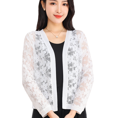 夏季蕾丝小披肩配裙子春秋短外套旗袍外搭开衫中年女薄款防晒上衣