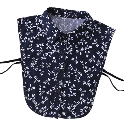 百搭纯棉木耳边蜻蜓印花衬衣假领