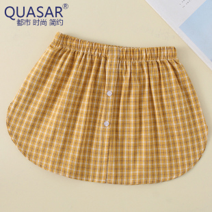 卫衣叠穿内搭打底神器纯棉格子女士半身裙搭配毛衣遮胯屁帘假下摆