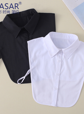 Quasar韩版春秋新款百搭纯色尖领假领衬衫复古手工装饰假衣领子