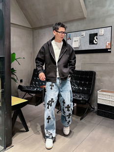 2025秋冬新款潮牌CH时尚百搭休闲连帽开衫卫衣宽松拉链外套