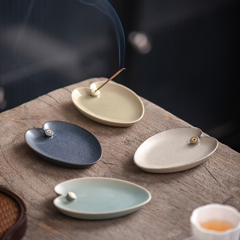 现代简约创意叶子陶瓷线香插香座