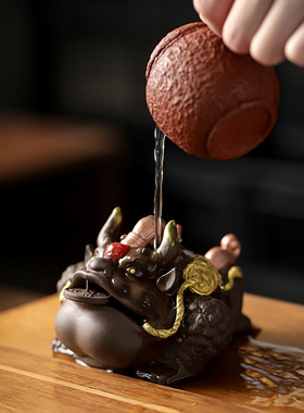 创意紫砂招财金蟾茶宠摆件功夫茶具茶桌装饰可养茶玩摆设茶道配件