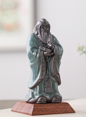 禅意陶瓷老子雕塑摆件圣人像装饰