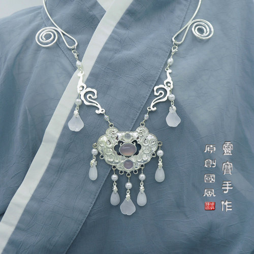 原创璎珞项圈古装平安锁汉服配饰