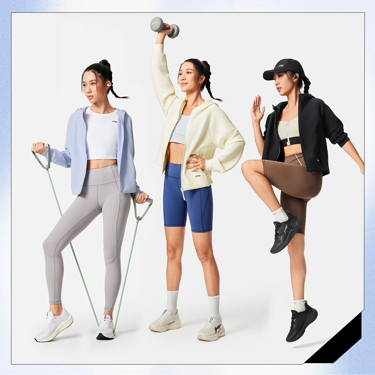 李宁卫衣女士秋季2025新款开衫长袖外套连帽健身运动服女AWDV512