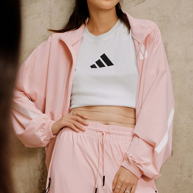阿迪达斯女款休闲立领夹克