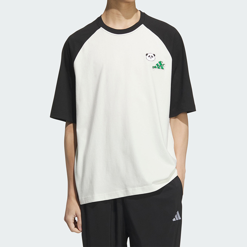 阿迪达斯男款宽松圆领T恤