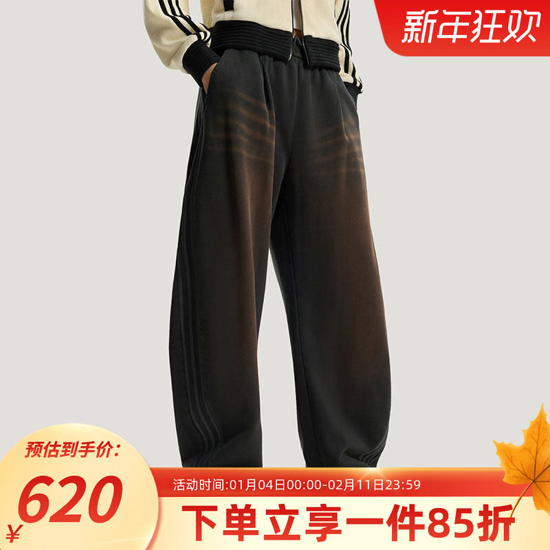 阿迪达斯三叶草女装2025冬季新款CURVED KNIFE休闲运动裤IA7518