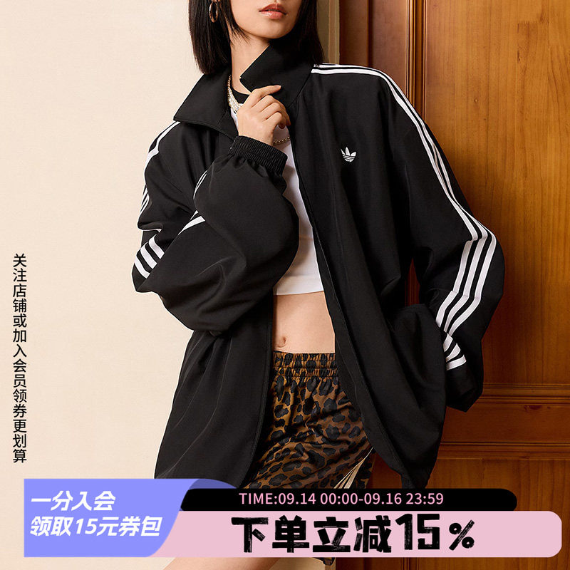 阿迪达斯三叶草女款宽松夹克外套图片