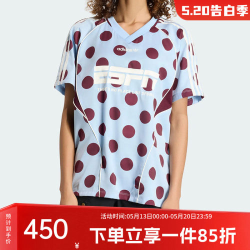 阿迪达斯三叶草女款V领短袖