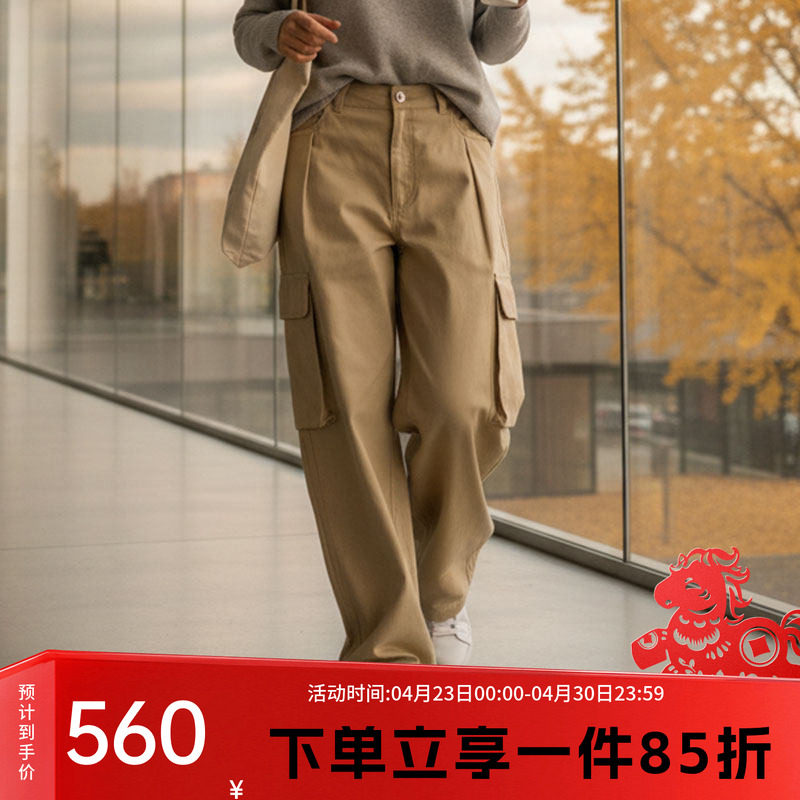 阿迪达斯三叶草女裤2025秋季新款工装风宽松收口运动裤时尚阔腿裤