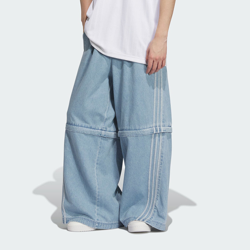 阿迪达斯三叶草情侣牛仔运动裤