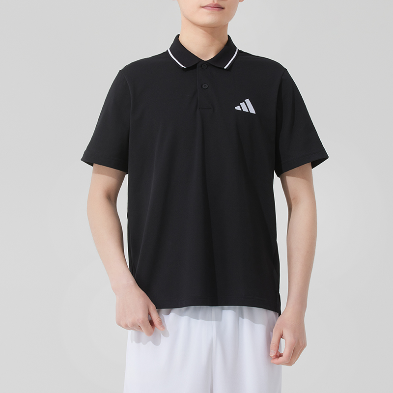 阿迪达斯男款休闲翻领T恤