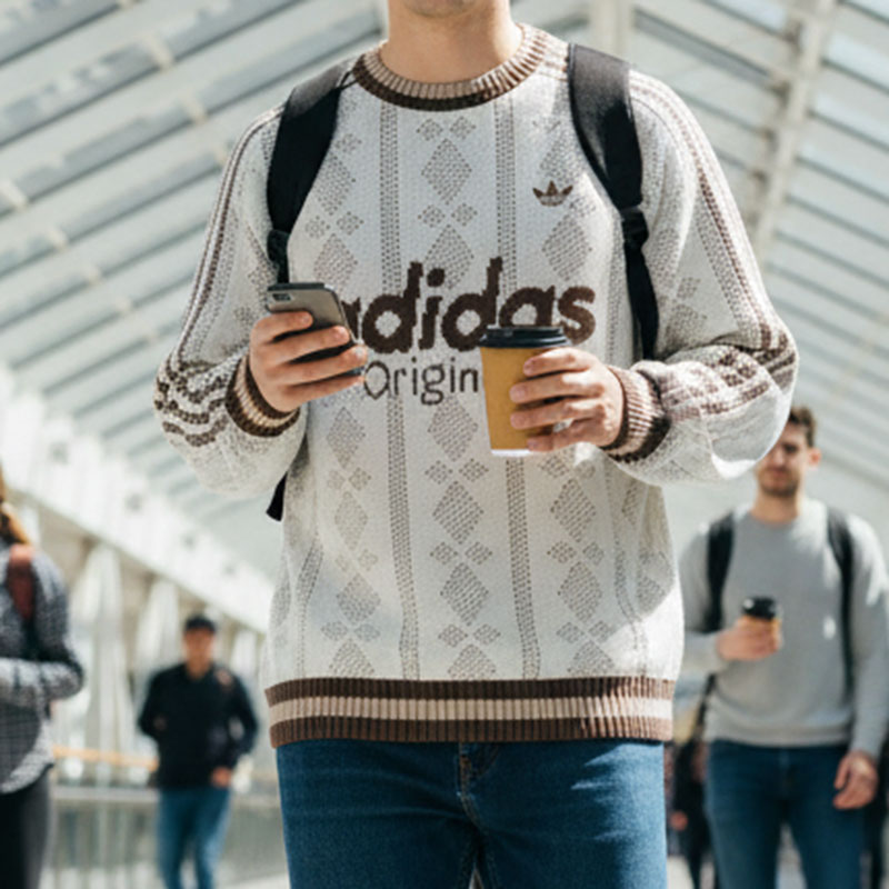 阿迪达斯三叶草情侣款针织衫