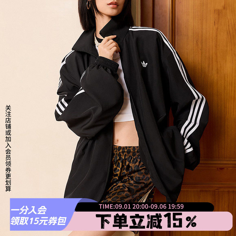 阿迪达斯三叶草女款宽松夹克外套图片