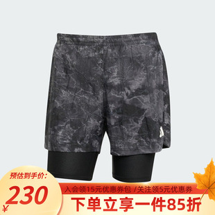 OTR 2IN1 adidas阿迪达斯女装 抽绳二合一跑步运动短裤 秋季