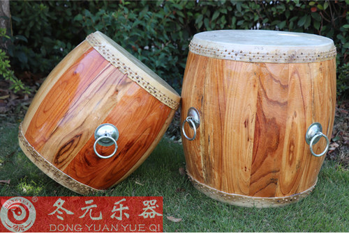 罗冬元12141618寸原木高档专业牛皮竹钉大堂鼓龙舟船鼓寺庙鼓