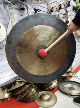 青铜锣配锣架开业庆典40 50 60 70 80cm1米开道大锣纯手工黑抄锣