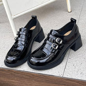 女款 头层牛皮复古百搭小皮鞋 真皮女鞋 皮鞋 防滑软底粗跟厚底新品