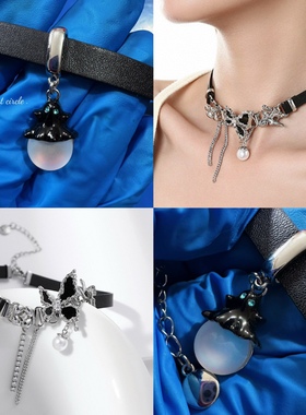 品质黑色颈链项圈小众高级感