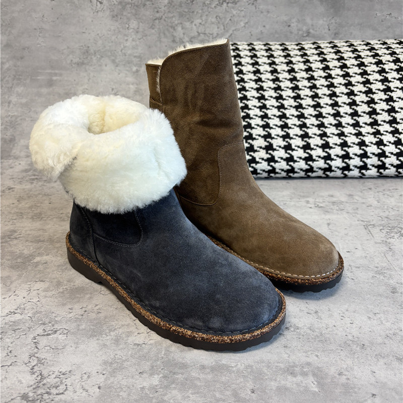 皮毛一体雪地靴保暖棉靴