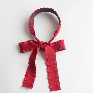 红色木耳边飘带编发发箍仙女森系超仙布艺发卡外出发带女绑发头箍